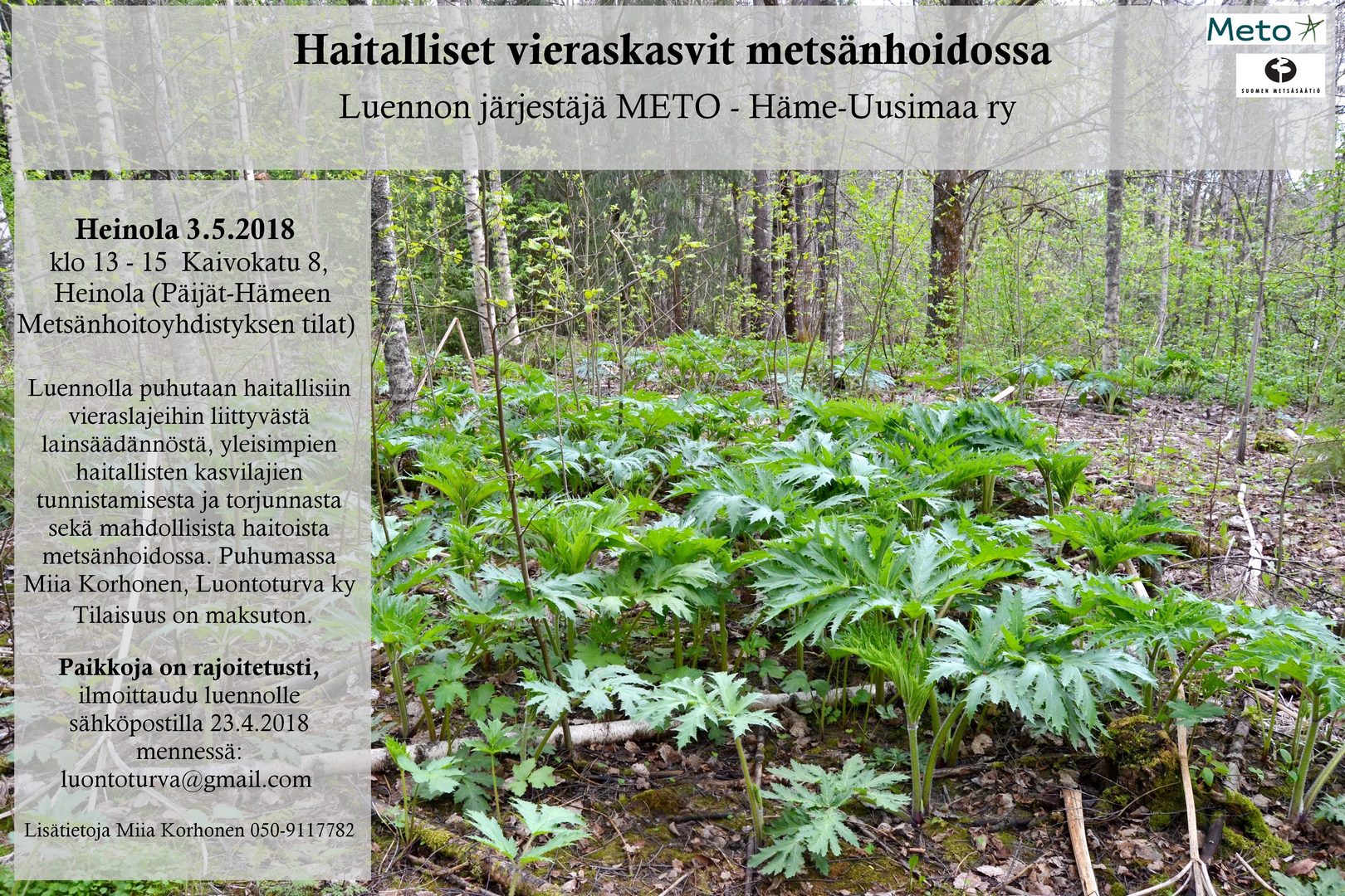 Heinola_3.5.2018_Haitalliset_vieraskasvit_metsanhoidossa_luento_METO_Hame-Uusimaa.JPG